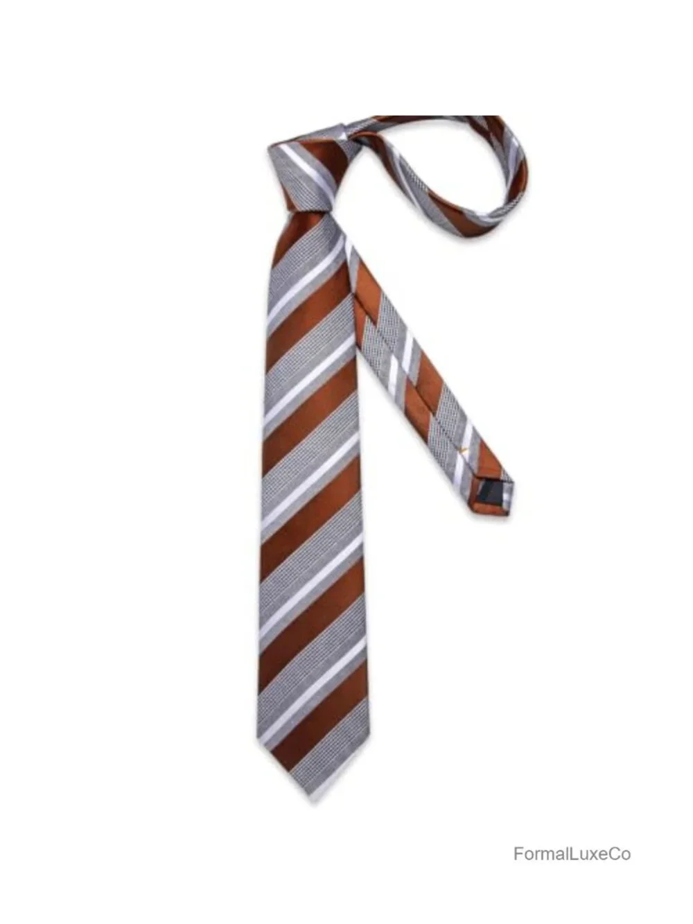 Men's Silk Blend Striped Tie and Pocket Square Set with Gift Box Formal